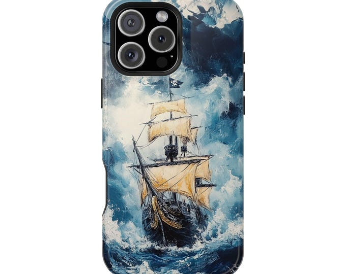 Acrylic Sail Ship Ocean Storm Painting Phone Case: iPhone, Galaxy, Pixel - Lifetime Warranty