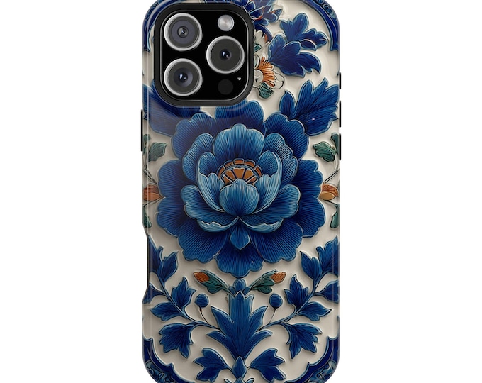 Blue Ornate Floral Symmetry Pattern Phone Case for iPhone | Samsung Galaxy | Google Pixel