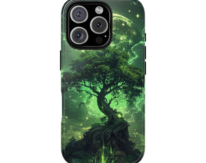 Green Tree of Life LoFi Moon Phone Case: iPhone, Galaxy, Pixel - Lifetime Warranty