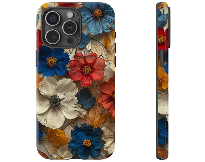 Dried Paper Wildflower Floral Phone Case: iPhone, Galaxy, Pixel - Lifetime Warranty
