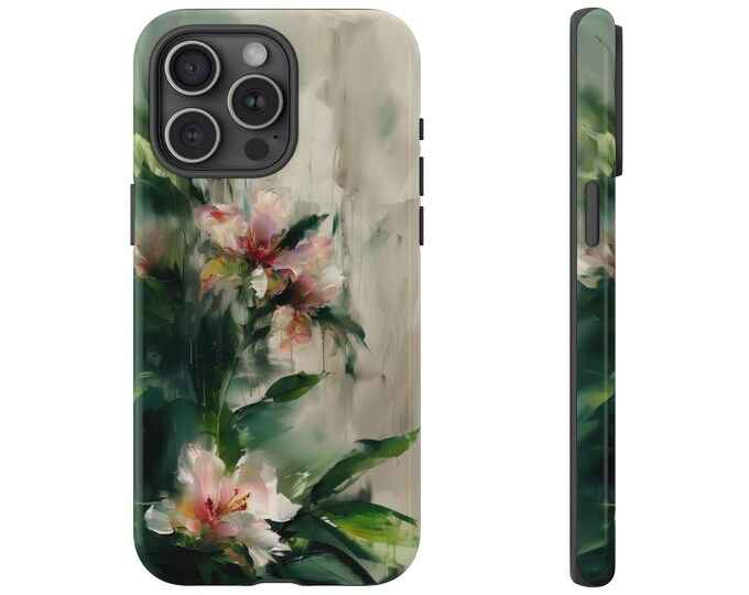 Floral Brushed Stroked Flowers - Tough Phone Case: iPhone, Galaxy, Pixel - Lifetime Warranty