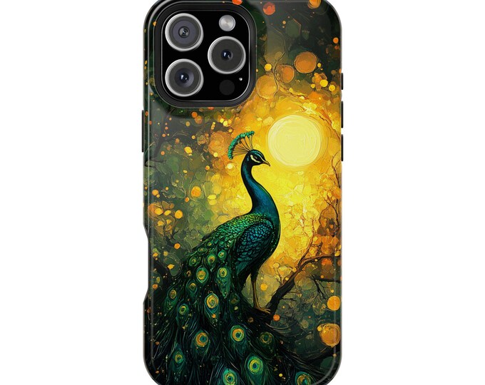 Klimt Peacock Teal Yellow Bird Feathers Phone Case: iPhone, Galaxy, Pixel - MagSafe Compatible