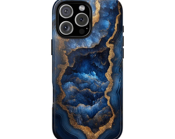 Blue Geode Agate Crystal Rock Marble Phone Case: iPhone, Galaxy, Pixel - Lifetime Warranty