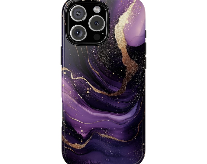 Purple Gold Fluid Marble Chic Wave Phone Case: iPhone, Galaxy, Pixel - Lifetime Warranty