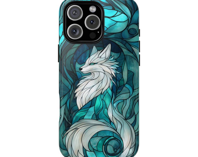 Arctic Fox Stained Glass Phone Case: iPhone, Galaxy, Pixel - Lifetime Warranty