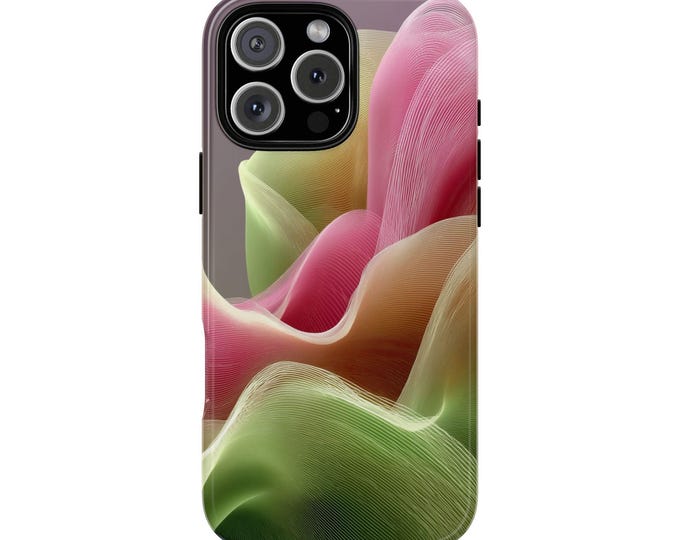 Bright Green Pastel Pink Wave Phone Case: iPhone, Galaxy, Pixel - Lifetime Warranty