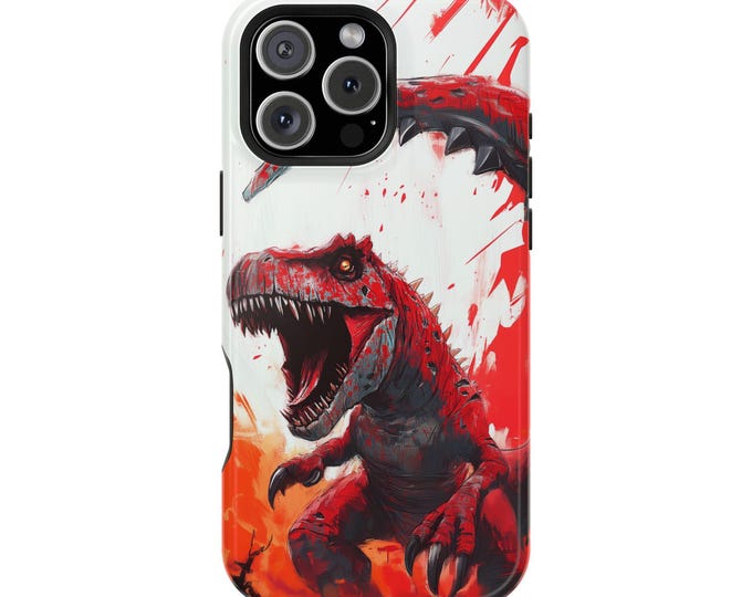 Red Rampage Dinosaur T Rex Phone Case: iPhone, Galaxy, Pixel - Lifetime Warranty