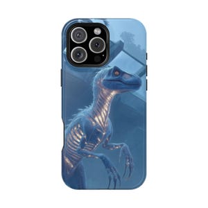 Velociraptor Dinosaur Biotech Skeleton Phone Case: MagSafe Options, Dual Shockproof, Lifetime Warranty - iPhone | Galaxy | Pixel
