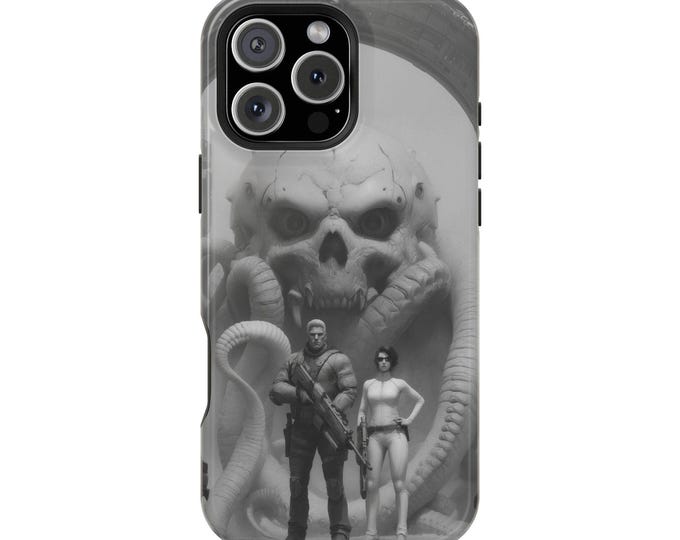 Sci-Fi Retro Skeleton 70s Poster Vintage Phone Case: iPhone, Galaxy, Pixel - Lifetime Warranty