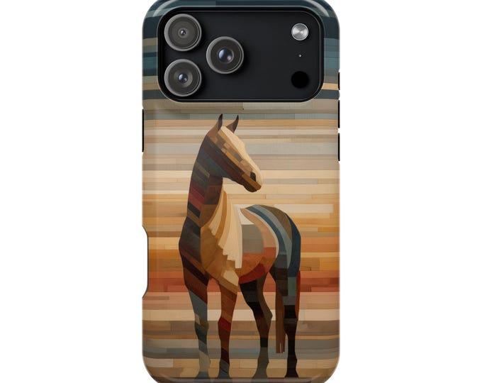 Horse Gradient Wood Horizontal Lines Phone Case: iPhone, Galaxy, Pixel - Lifetime Warranty