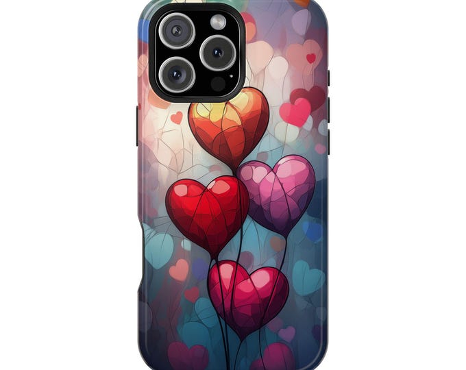 Pink Red Love Hearts Balloon Phone Case: iPhone, Galaxy, Pixel - Lifetime Warranty