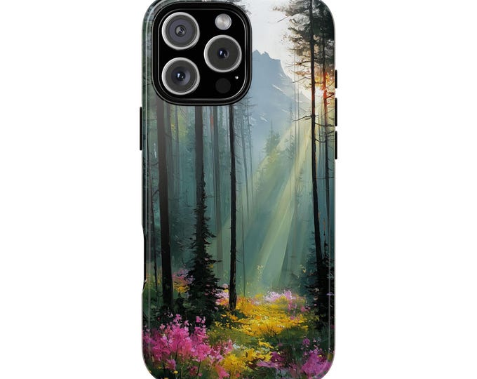 Dreamy Forest Golden Light Beam Wilderness Nature Phone Case: iPhone, Galaxy, Pixel - MagSafe Compatible