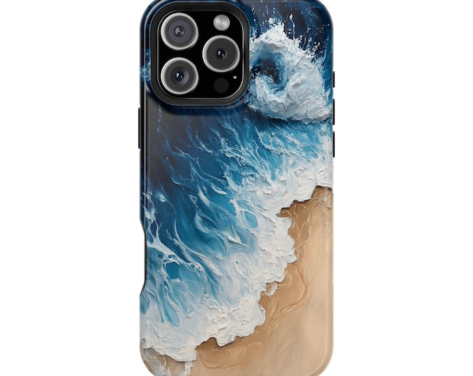 Ocean Beach Waves Brushed Oil Paint Phone Case: iPhone, Galaxy, Pixel - Lifetime Warranty