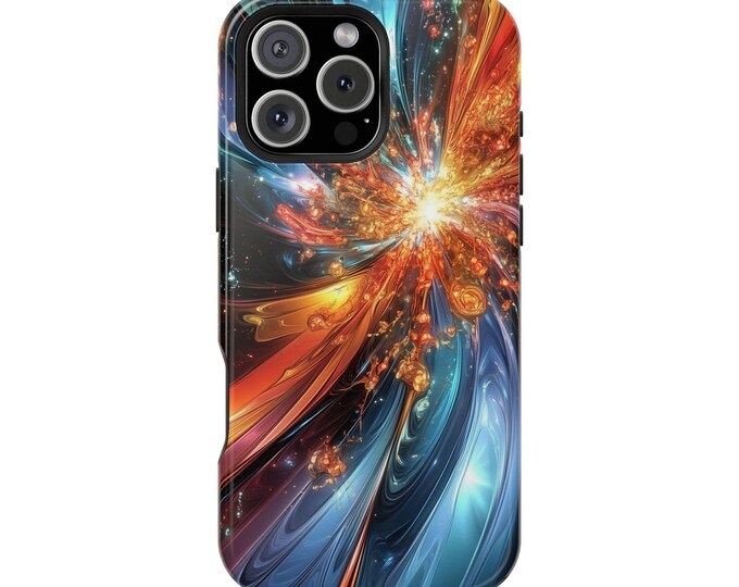 Deep Blue Fractal Abstract Pattern Explosion Phone Case: iPhone, Galaxy, Pixel - Lifetime Warranty