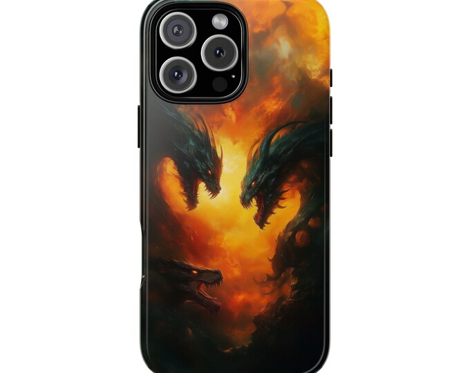 Fiery Sky Dragon Dark Inferno Dragons Phone Case: iPhone, Galaxy, Pixel - Lifetime Warranty