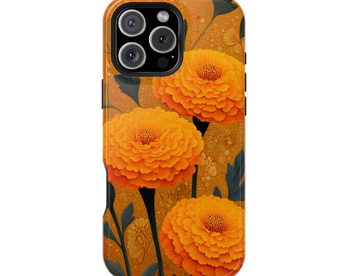 Bright Marigold Yellow Glowing Flowers Phone Case: iPhone, Galaxy, Pixel - Lifetime Warranty