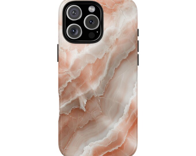 Pink Cream Marble White Stone Quartz Phone Case: iPhone, Galaxy, Pixel - Lifetime Warranty