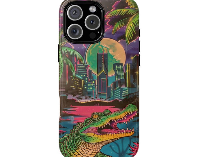 Retro Crocodile Vice Alligator Graffiti Phone Case: iPhone, Galaxy, Pixel - Lifetime Warranty