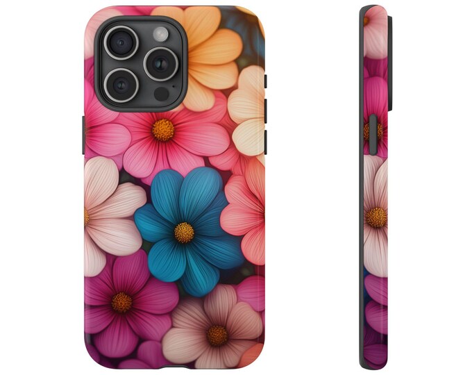 Colorful Wildflower Pink Teal Flowers Phone Case for iPhone | Samsung Galaxy | Google Pixel