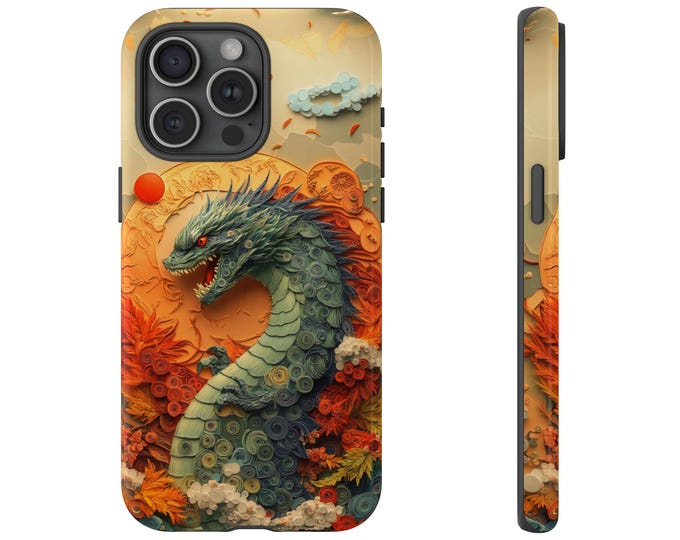 Kaiju Sea Monster Phone Case | iPhone, Samsung Galaxy, Pixel - Stylish Slim Tough Protector | Paper Quilling Titan Dinosaur Design Cover