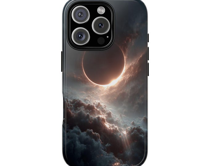 Celestial Eclipse Glowing Clouds Phone Case: iPhone, Galaxy, Pixel - Lifetime Warranty