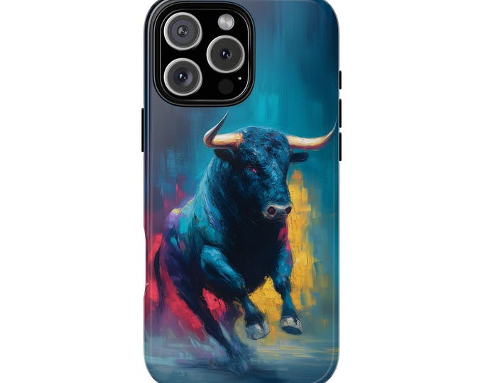 Blue Bull Abstract Phone Case: iPhone, Galaxy, Pixel - Lifetime Warranty