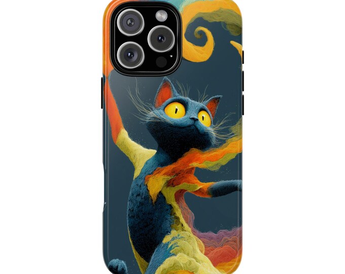 Surreal Cat Cosmic Motion Waves Phone Case: iPhone, Galaxy, Pixel - Lifetime Warranty