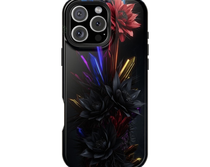Dark Crystal Black Rose Flowers Phone Case: iPhone, Galaxy, Pixel - Lifetime Warranty