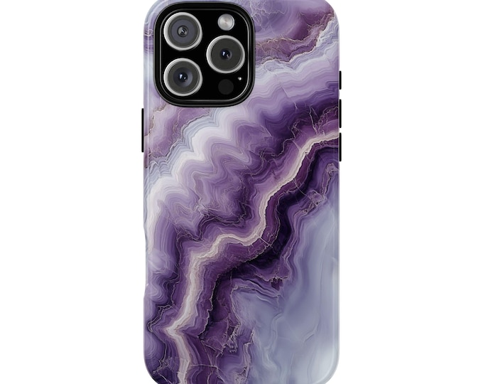 White Purple Vibrant Marble Creative Design Phone Case: iPhone, Galaxy, Pixel - Lifetime Warranty