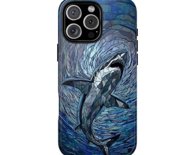 Great White Shark Mosaic Motion Phone Case: iPhone, Galaxy, Pixel - Lifetime Warranty