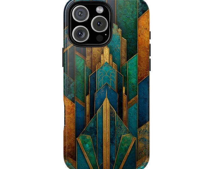 Art Deco Gold Emerald Green Phone Case: iPhone, Galaxy, Pixel - Lifetime Warranty