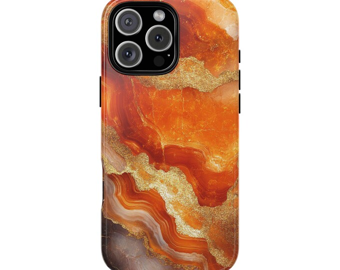 Amber Gold Geode Orange Marble Phone Case: iPhone, Galaxy, Pixel - Lifetime Warranty