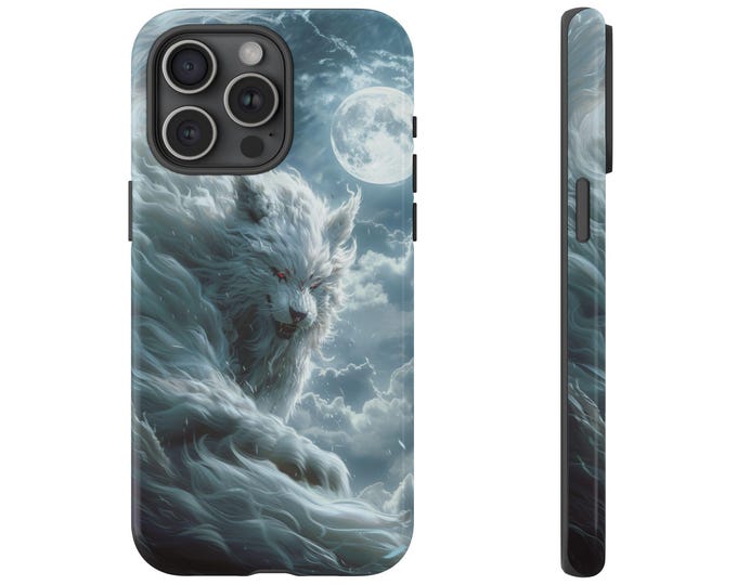 Giant Cloud Snow Wolf Phone Case: iPhone, Galaxy, Pixel - Lifetime Warranty
