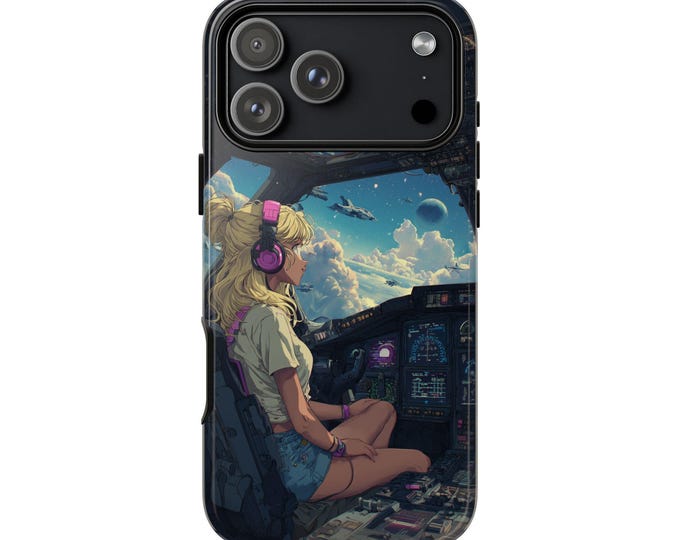 Anime Young Girl Spaceship Cockpit Phone Case: iPhone, Galaxy, Pixel - Lifetime Warranty