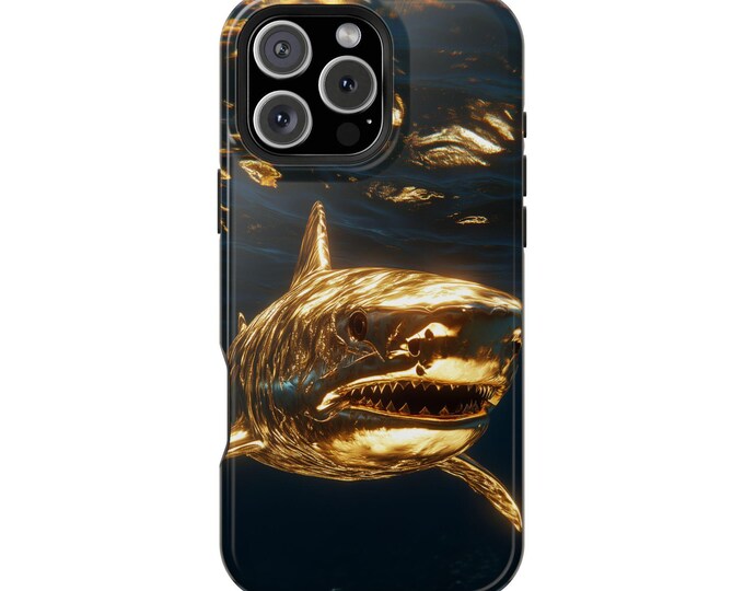 Golden Shark Deep Ocean Gold Predator Phone Case: iPhone, Galaxy, Pixel - Lifetime Warranty