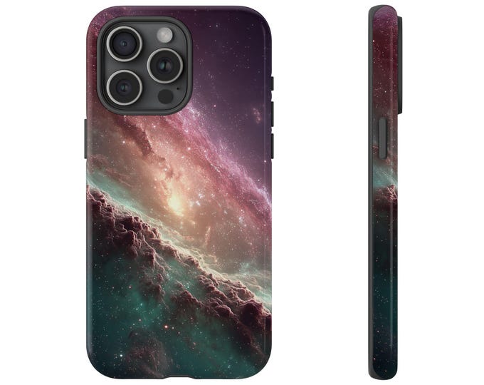 Stellar Nebula Radiant Pink Teal Space Clouds Phone Case: iPhone, Galaxy, Pixel - Lifetime Warranty