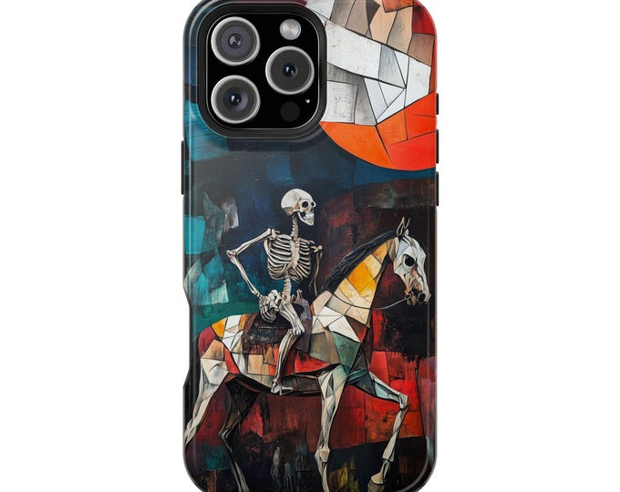 Death Knight Skeleton Horse Cubist Art Phone Case: iPhone, Galaxy, Pixel - MagSafe Compatible