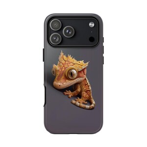Crested Gecko Kawaii Lizard Eyes Phone Case, iPhone Galaxy Pixel, Lifetime Warranty