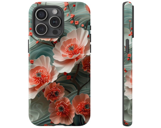 Sakura Waves Cherry Blossom Paper Pattern Art Phone Case: iPhone, Galaxy, Pixel - Lifetime Warranty