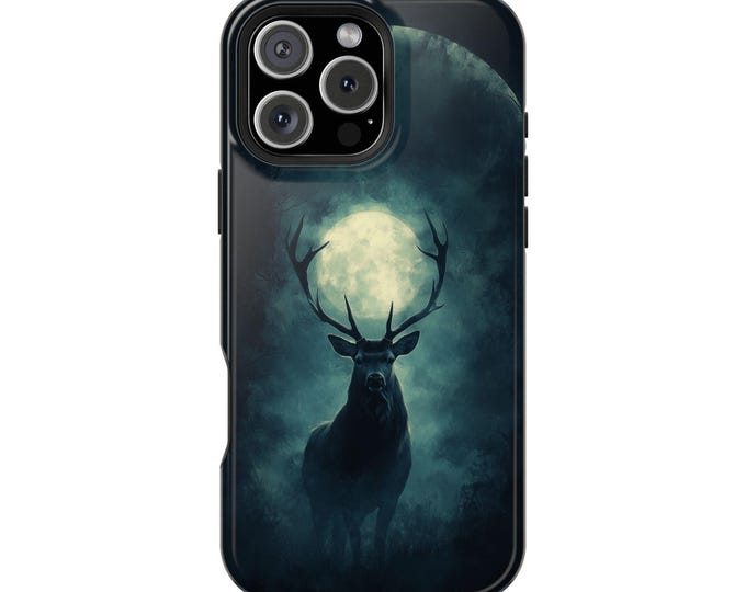 Deer Buck Moonlit Forest Sky Phone Case: iPhone, Galaxy, Pixel - Lifetime Warranty