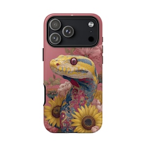 Phone Ink - Case for iPhone | Galaxy | Pixel - Yellow Snake Python Paisley Flowers