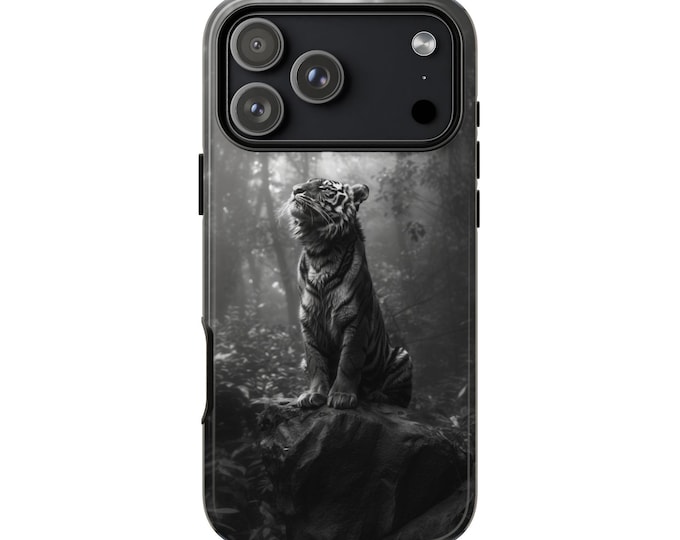 Tiger on Black & White Phone Case for iPhone, Galaxy, Pixel - Lifetime Warranty
