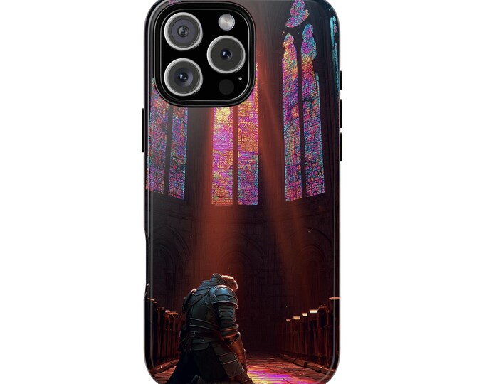 Knight Cathedral Stained Glass Church Phone Case: Tough Cover for iPhone (MagSafe Compatible), Samsung Galaxy, Pixel
