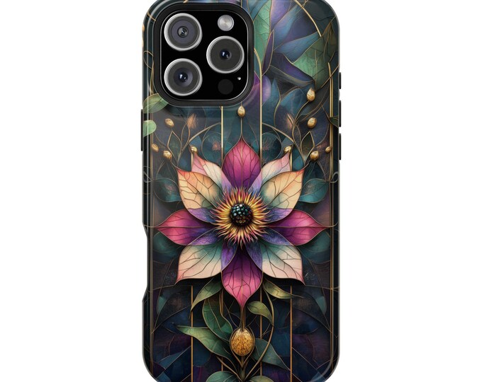 Passionflower Magenta Gold Accents Floral Phone Case for iPhone, Galaxy, Pixel – Lifetime Warranty