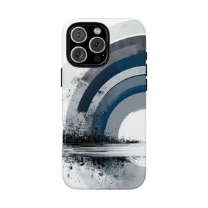 Gray Blue Arcs Dynamic Vector Circle - Phone Case for iPhone 16 16e 15 14 13 12 11 Pro Max | Samsung Galaxy S25 S24 S23 S22 | Pixel 9 9a