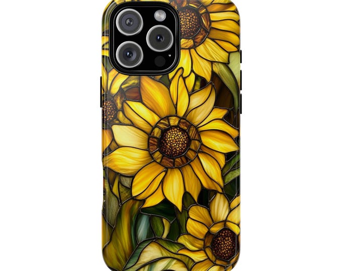 Sunflowers Glass Bright Yellow Flowers Phone Case: iPhone, Galaxy, Pixel - Lifetime Warranty