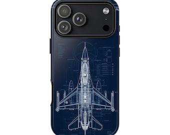 F-16 Fighter Jet Military Plane Blue Phone Cover | Custom Case | Lifetime Warranty