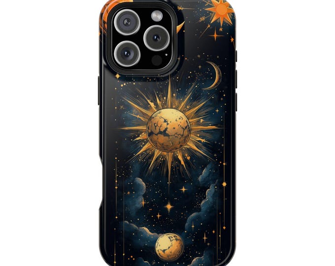 Dreamy Celestial Sun Moon Clouds Phone Case: iPhone, Galaxy, Pixel - Lifetime Warranty