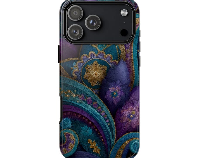 Paisley Purple Teal Intricate Pattern Phone Case: iPhone, Galaxy, Pixel - Lifetime Warranty