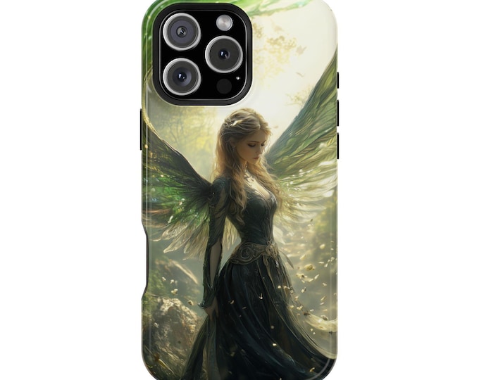 Green Forest Angel Heavenly Wings Phone Case: iPhone, Galaxy, Pixel - Lifetime Warranty